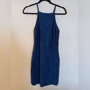 Missguided Navy Blue Size 8 Floral Lace Dress **EUC**